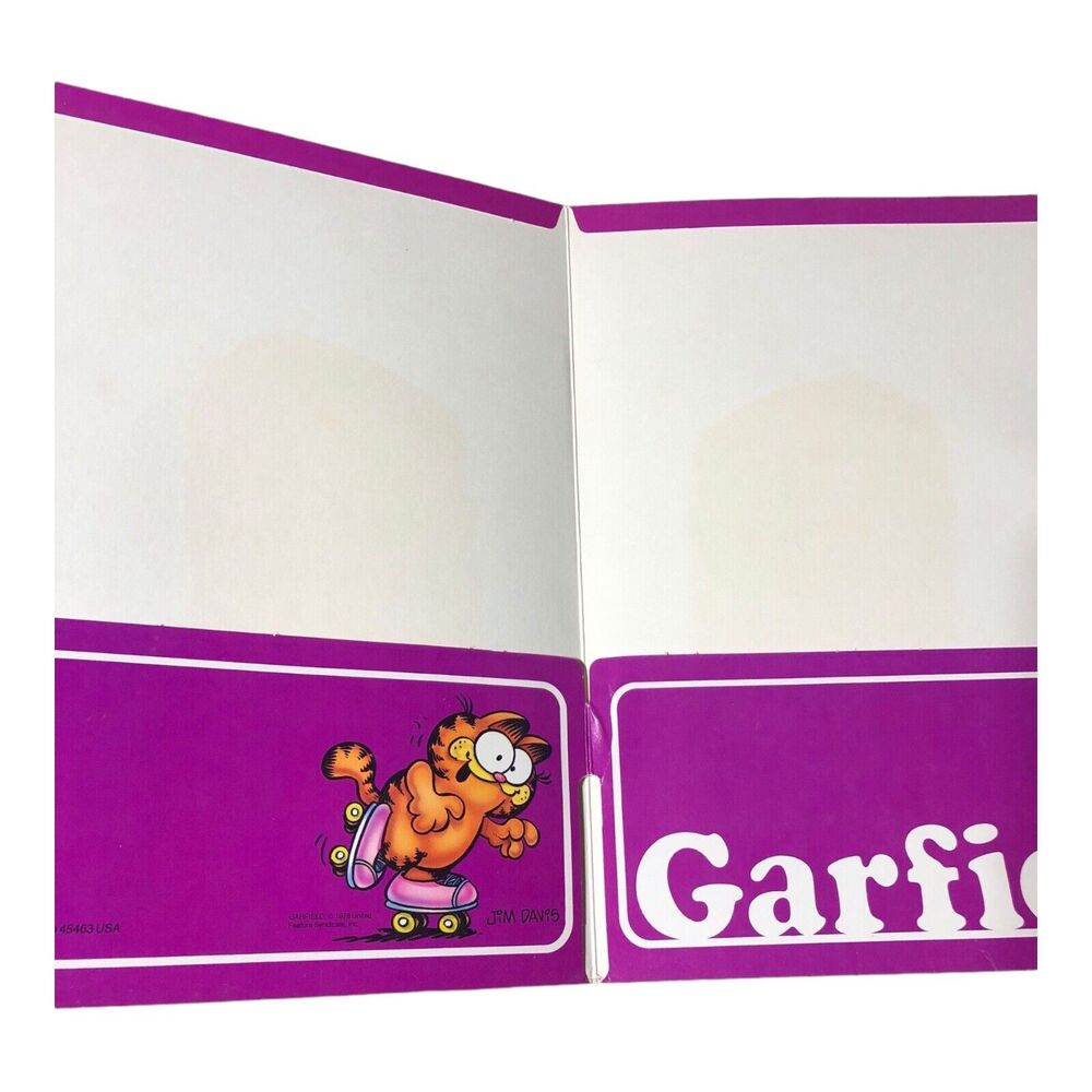 Garfield VTG 1978 Mead Pocket Folder Jim Davis School Ephemera Portfolio Purple - Picture 4 of 6